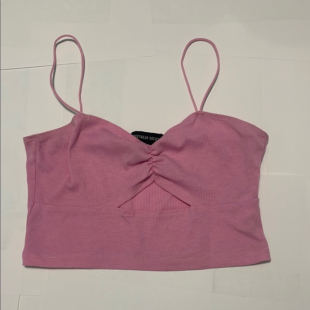 Pink Ruched Crop Top